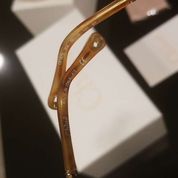 💕CHLOE💕 Tally Scalloped Sunglasses CE147S 834 Gold Brown Lenses New In Box - Picture 16 of 16